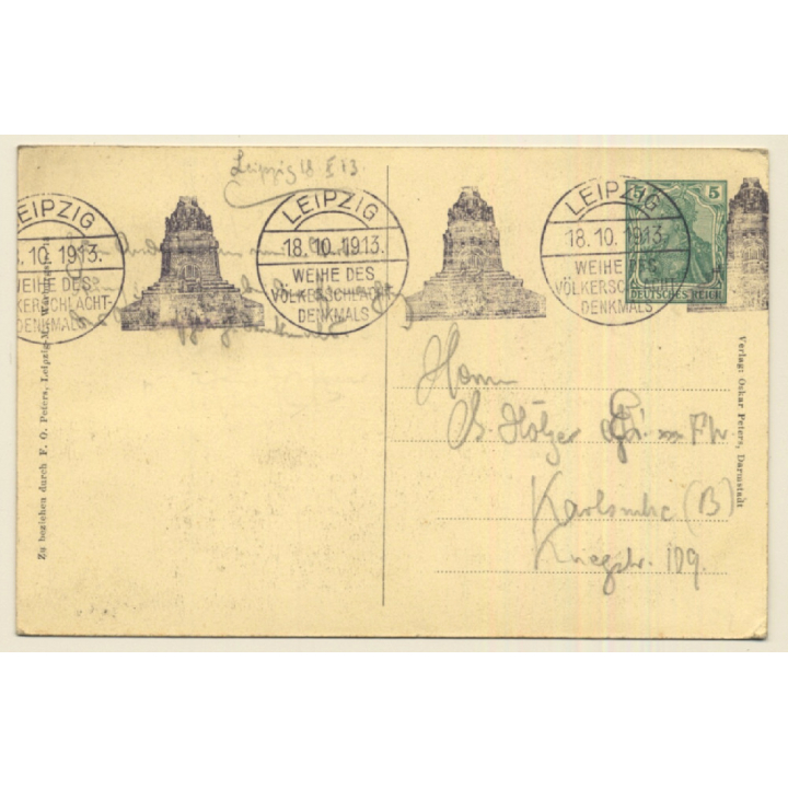 Erinnerung An Völkerschlacht Leipzig / Jahrhundertfeier (Vintage PC 1913)