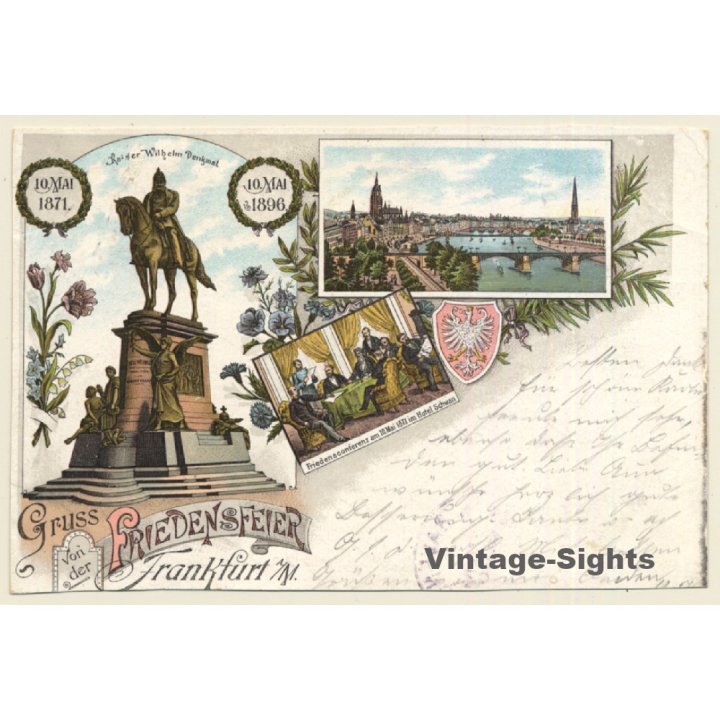 Friedensfeier Frankfurt a/M 10.Mai 1896 (Vintage Litho PC 1898)