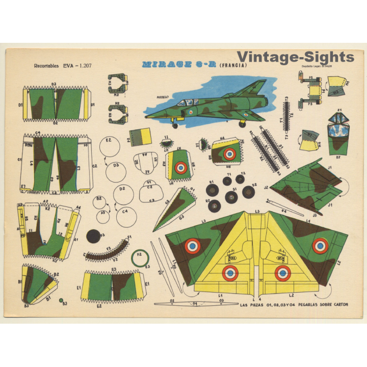 Recortables EVA: Mirage 3-R (Francia) (Vintage Cut Out Airplane 1965)
