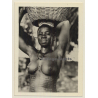 Africa: Nude Native Female Head-Carrying / Tribal Scars (Vintage Photo Print)