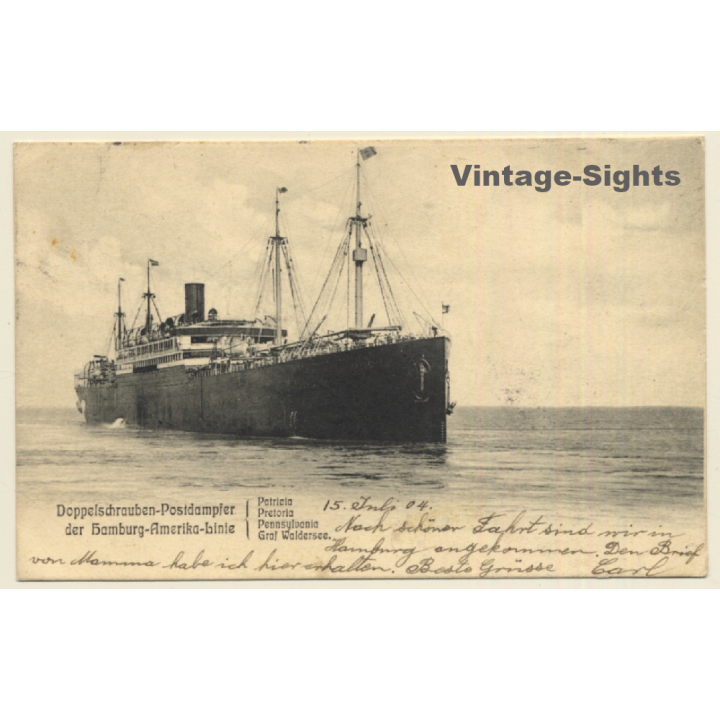 Hamburg Amerika Linie: Doppelschrauben Postdampfer (Vintage PC 1904)