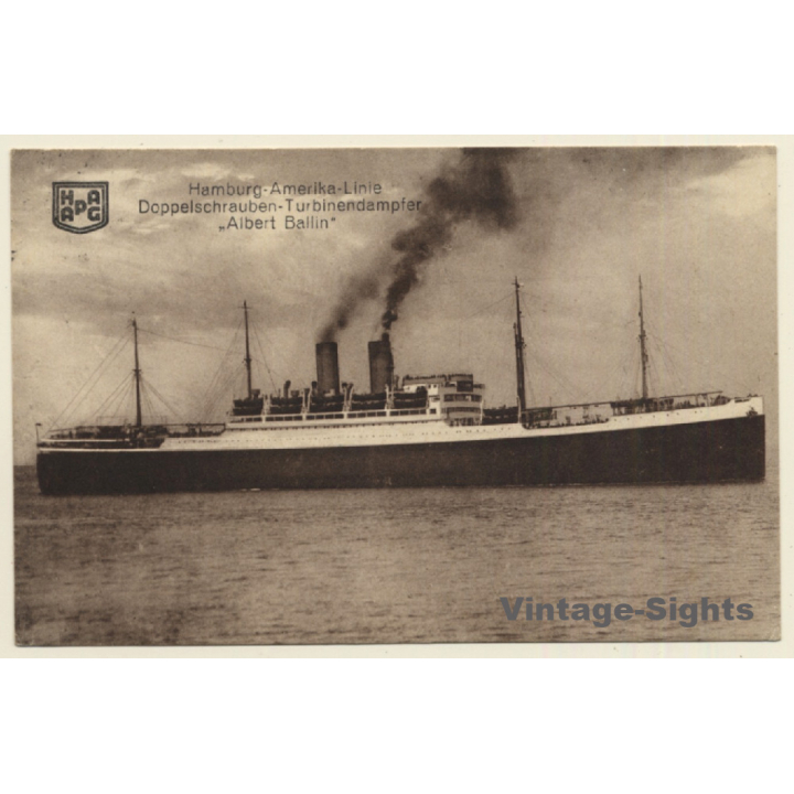 Hamburg Amerika Linie: Doppelschrauben Turbinendampfer Albert Ballin (Vintage PC 1926)
