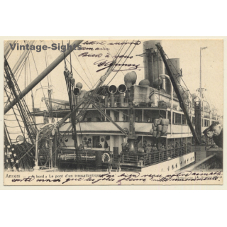 Anvers: A Bord - Le Pont D'Un Transatlantique (Vintage PC 1900s)