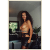 Racy Topless Dark-Skinned Looks At Camera (Vintage Photo ~1990s)