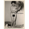 Mature Darkhaired Nude Plays With Teddy Bear *1 (Vintage RPPC 1950s/1960s)