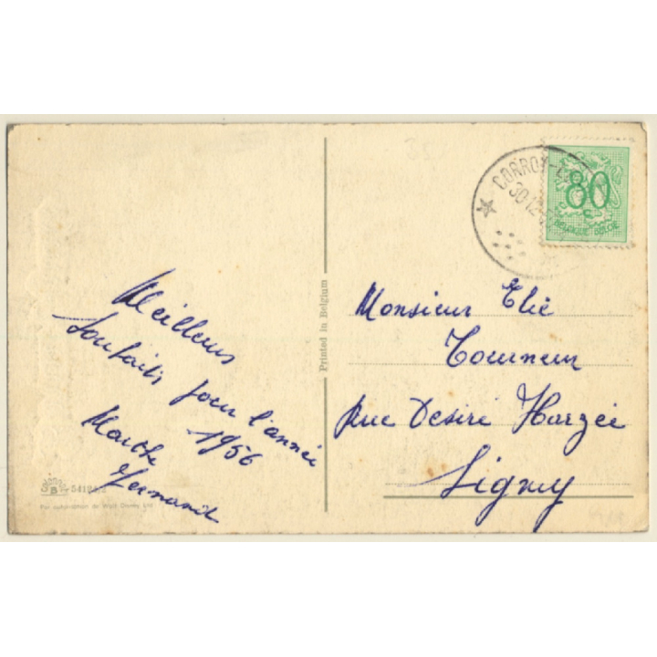 Walt Disney: Mickey Mouse, Bambi & Thumper (Vintage PC Belgium 1956)