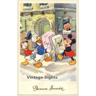 Walt Disney: Mickey Mouse, Porky Pig, Donald Duck & Huey (Vintage PC Belgium 1960)