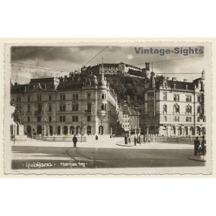 Ljubljana - Laibach / Slovenia: Manjin trg (Vintage RPPC 1933)