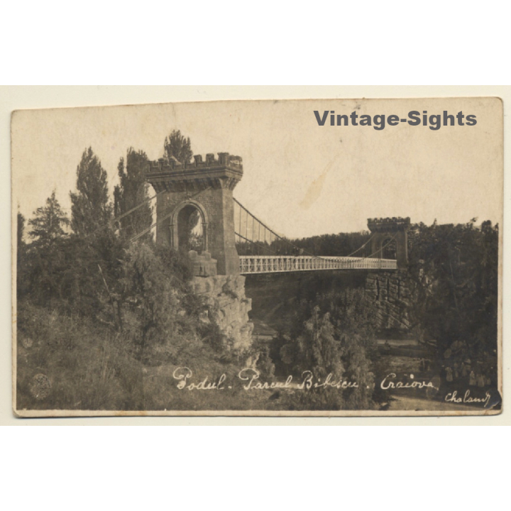 Craiova / Romania: Parcul Bibescu - Podul (Vintage RPPC 1928)