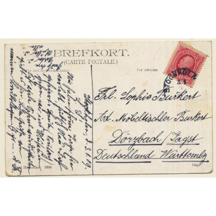 Stockholm / Sweden: Kungl. Slottet / Flag (Vintage PC 1909)