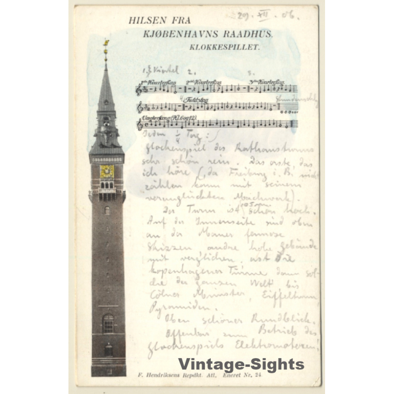Copenhagen / Denmark: Hilsen Fra - Raadhus - City Hall (Vintage PC 1906)