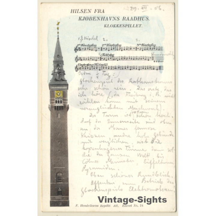 Copenhagen / Denmark: Hilsen Fra - Raadhus - City Hall (Vintage PC 1906)