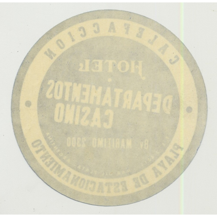 Hotel Departamentos Casino - Mar De Plata / Argentina (Vintage Luggage Label)