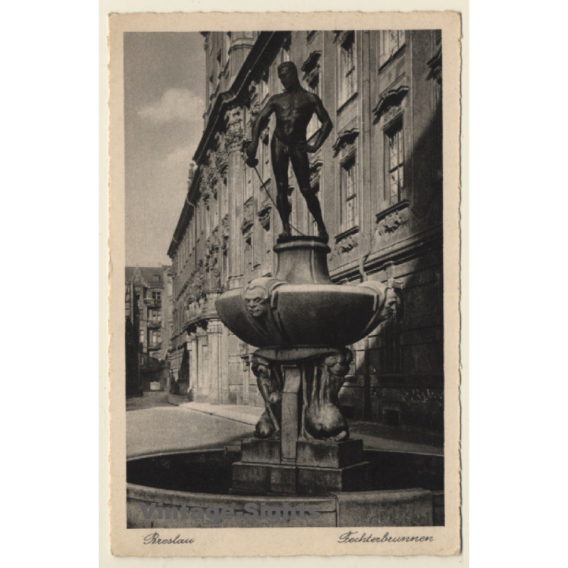 Breslau - Wroclaw / Schlesien: Fechterbrunnen (Vintage PC ~1930s)