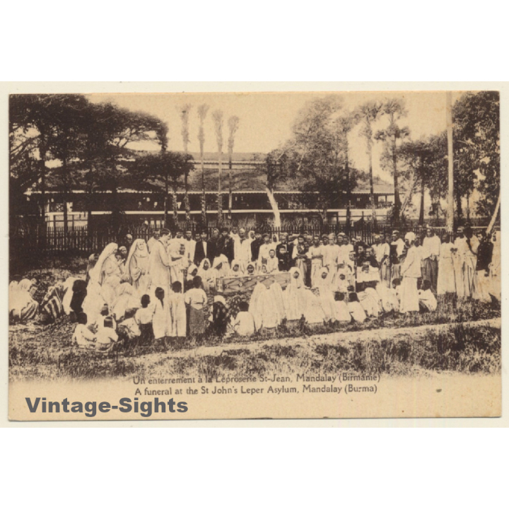Mandalay / Burma: Funeral St John's Leper Asylum (Vintage PC ~1910s)