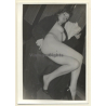 Brunette In Morning Gown Flashing Legs & Boobs (Vintage Photo ~1950s)