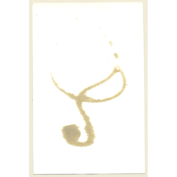 Natural Brunette Nude On Couch Table / Nylons - Boobs (2nd Gen. Photo B/W ~1960s)