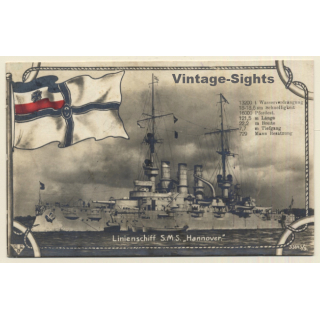 Linienschiff S.M.S. Hannover / Kriegsschiff - Warship (Vintage RPPC 1916)