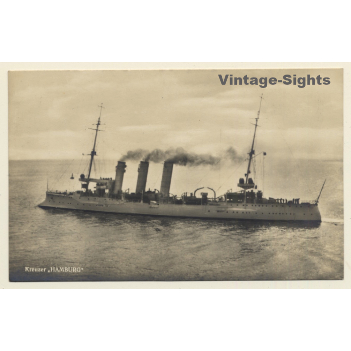 Kreuzer Hamburg / Kriegsschiff - Warship (Vintage RPPC ~1910s)