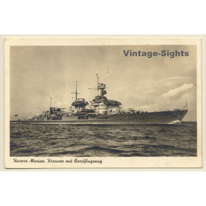 Kreuzer Mit Bordflugzeug / Kriegsschiff - Warship (Vintage RPPC 1943)