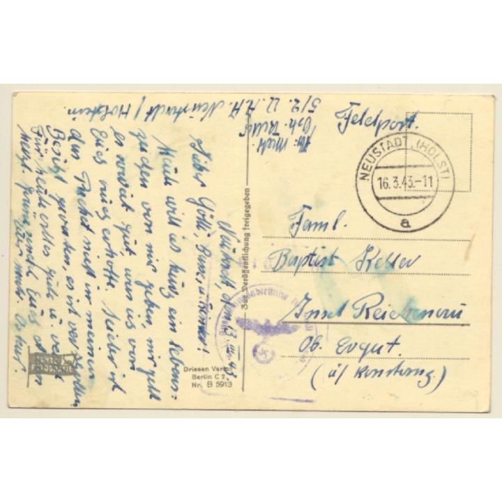 Kreuzer Mit Bordflugzeug / Kriegsschiff - Warship (Vintage RPPC 1943)