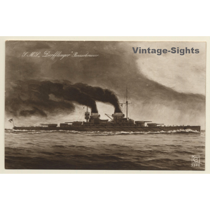 S.M.L. Derfflinger Panzerkreuzer / Kriegsschiff - Warship (Vintage PC 1915)
