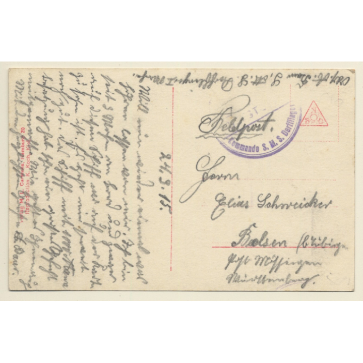 S.M.L. Derfflinger Panzerkreuzer / Kriegsschiff - Warship (Vintage PC 1915)