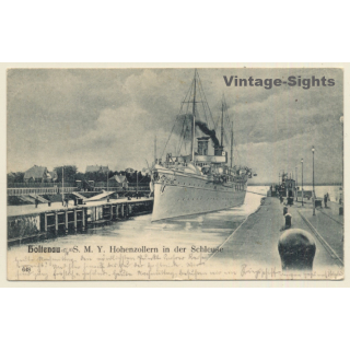 Holtenau: S.M.Y. Hohenzollern In Der Schleuse / Kriegsschiff (Vintage PC 1903)