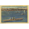 San Francisco: U.S. Battleships At Anchor - Bay Bridge (Vintage PC 1940s)