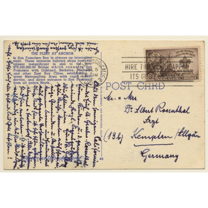 San Francisco: U.S. Battleships At Anchor - Bay Bridge (Vintage PC 1940s)