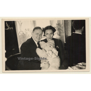 Stunning Darkhaired Female With Teddy Bear *2 (Vintage RPPC 1938)