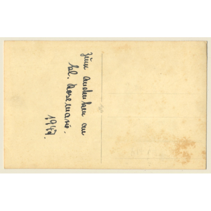 Sweet Baby Girl With Black Teddy Bear (Vintage RPPC 1947)