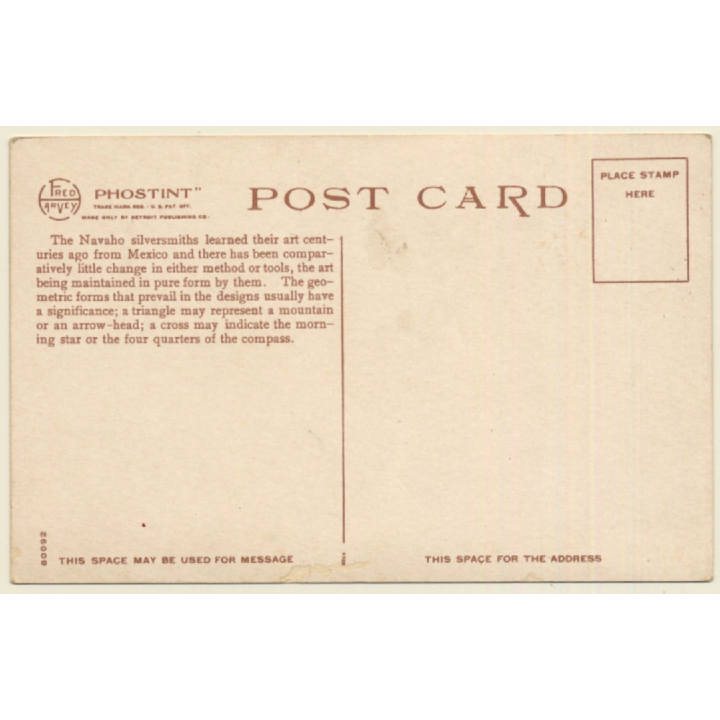 New Mexico: A Navaho Indian Silversmith / Native American (Vintage PC ~1910s/1920s)