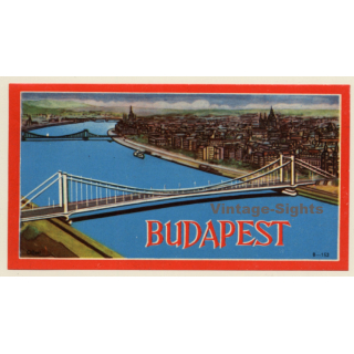 Budapest / Hungary: Elisabeth Bridge (Vintage Luggage Label)