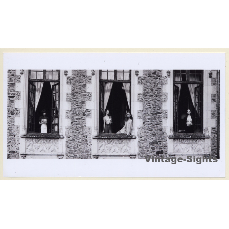 Artistic Erotic Study: 4 Topless Models Looking Out Of Windows (Digital Photo Print)