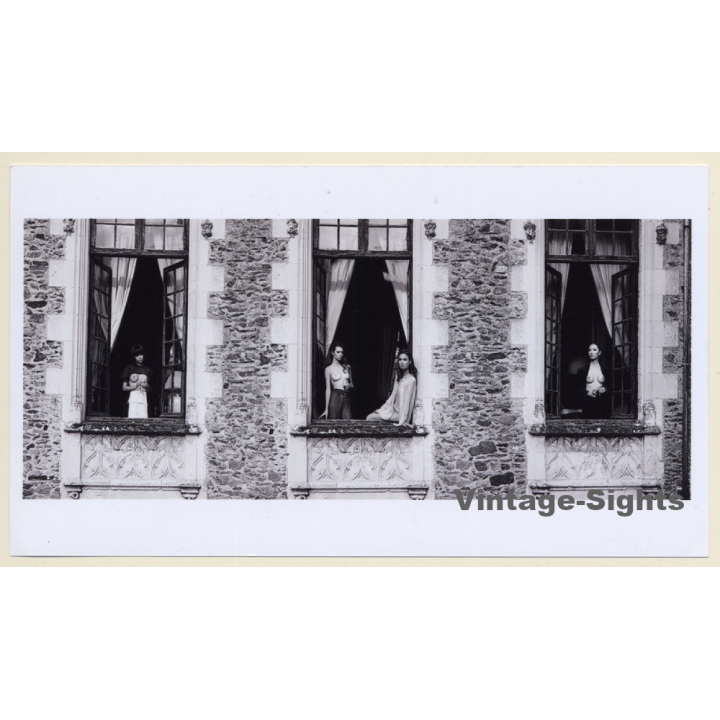 Artistic Erotic Study: 4 Topless Models Looking Out Of Windows (Digital Photo Print)