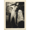 Natural Topless Female *2 / Leaning Against Wall (Vintage Photo France ~1940s/1950s)