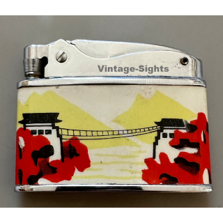 Vintage Petrol Lighter N°6003 / Asian Decor (China ~1960s)