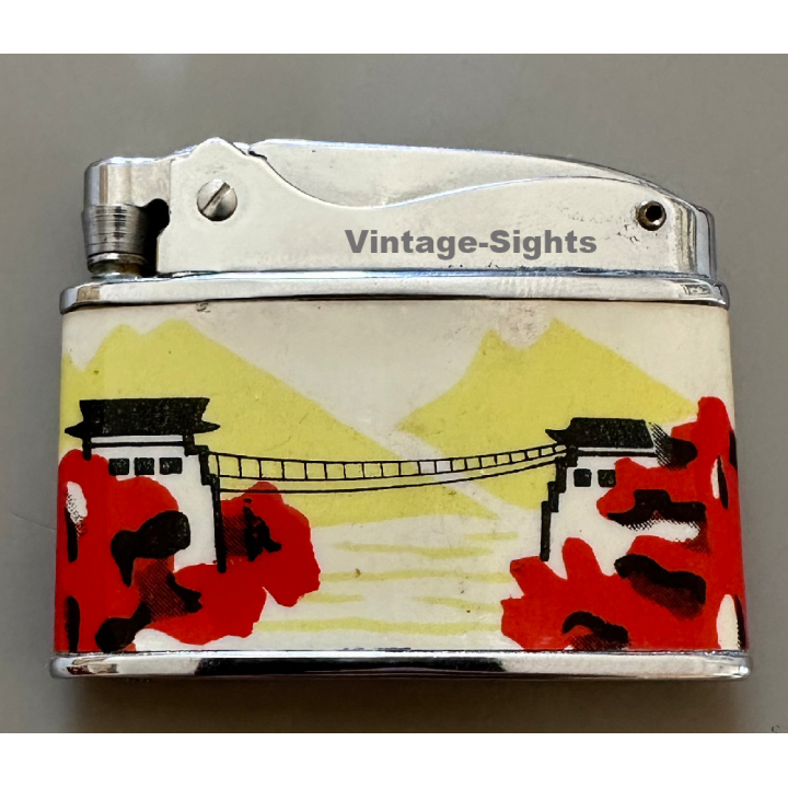 Vintage Petrol Lighter N°6003 / Asian Decor (China ~1960s)
