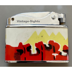 Vintage Petrol Lighter N°6003 / Asian Decor (China ~1960s)