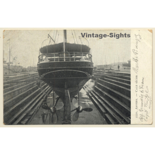 Anvers: Cale Sèche - Steamer In Dry Dock (Vintage PC 1906)