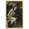 Sitting Maid Arms Tied Behind Back / Boob FLash - BDSM (Vintage Photo France ~1940s/1950s)
