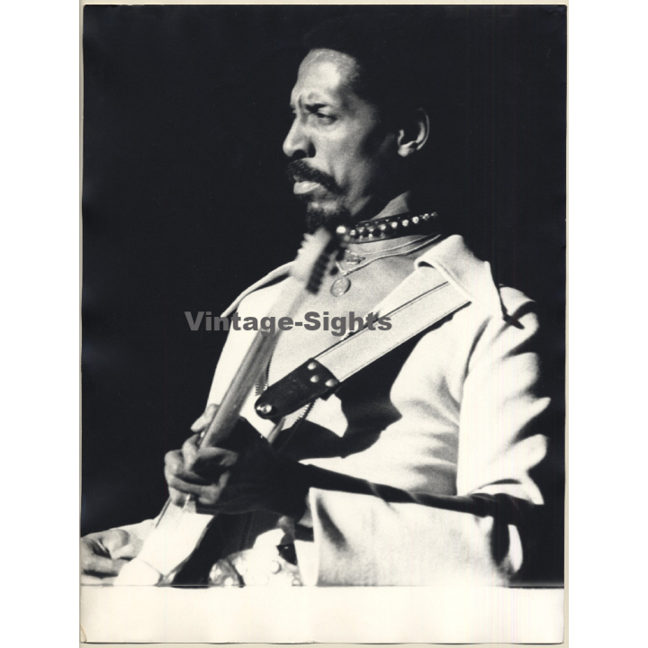 Jochen Baeuerle: Ike Turner On Stage / Guitar (Large Vintage Photo B/W ~1970s)