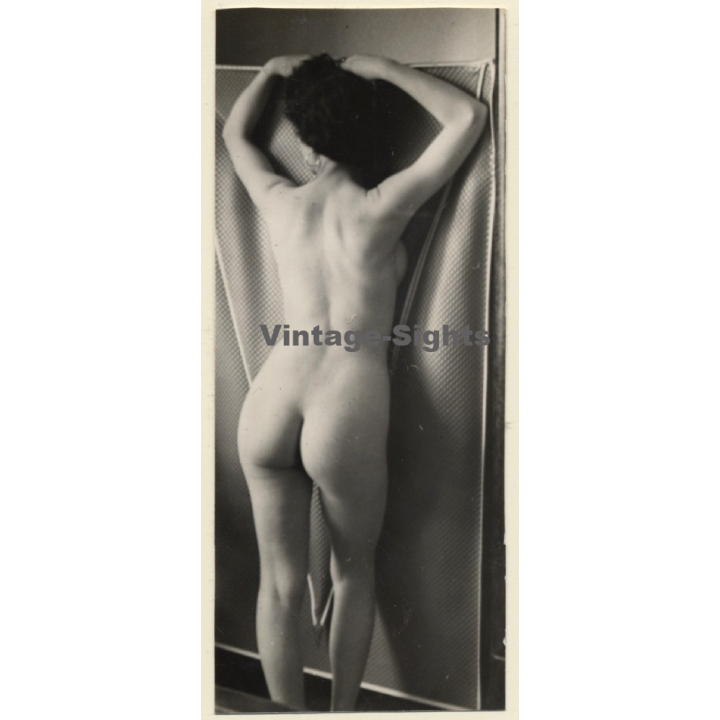Erotic Study Of Natural Brunette Nude*3 / Rear View - Butt (Vintage Photo France ~1940s/1950s)