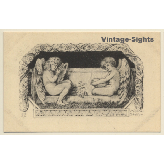 Malerschule Wilhelm Schütze: Putten - Rosen - Engel N°37 (Vintage PC ~1920s)