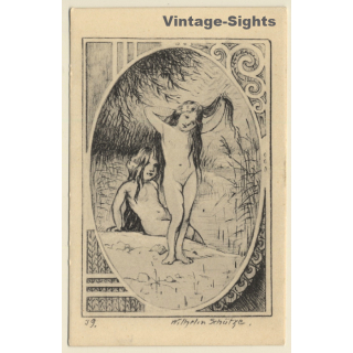 Malerschule Wilhelm Schütze: Putten - Engel - Art Nouveau N°39 (Vintage PC ~1920s)