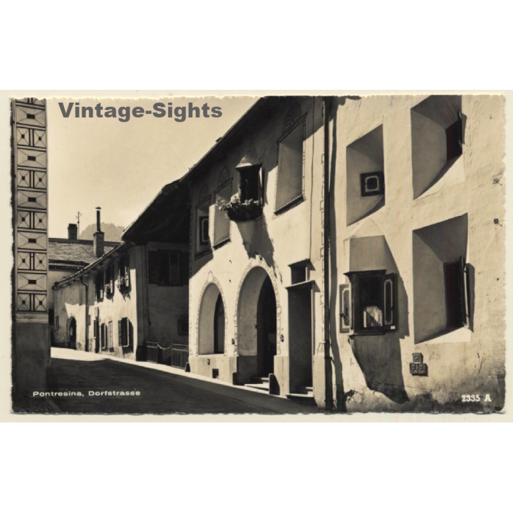 Pontresina / Switzerland: Dorfstrasse - Street View (Vintage RPPC 1965)