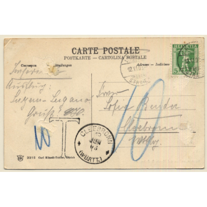 Lugano / Switzerland: Veduta Dal Monte S.Salvatore (Vintage PC 1909)