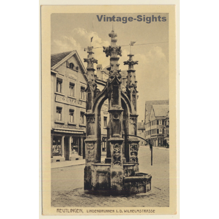 Reutlingen / Germany: Lindenbrunnen - Wilhelmstrasse (Vintage PC)