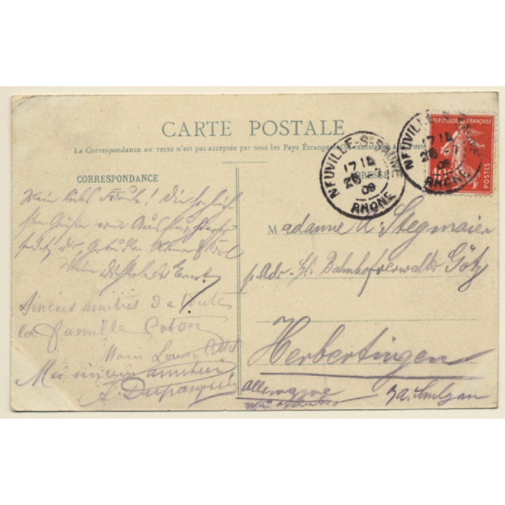 Poleymieux / France: View Over Village (Vintage PC 1909)